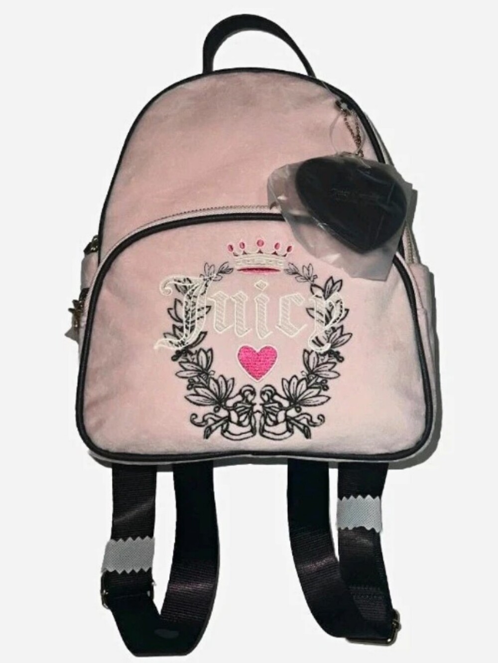 Juicy Couture Powder Blush Velour Embroidered Heritage Backpack/NWT